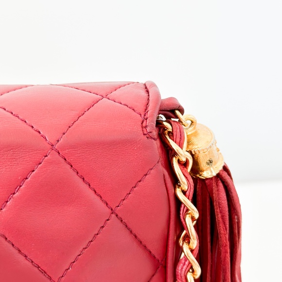 Vintage Chanel Burgundy Quilted Flap Tassel Bag - Picture 4 of 16